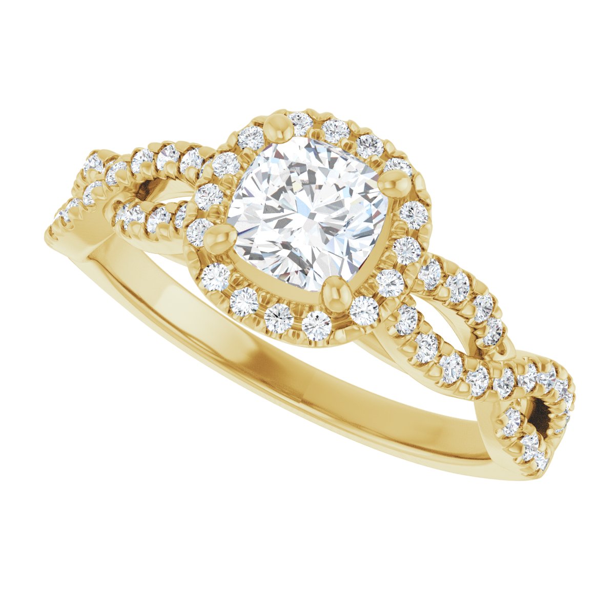 Cushion Halo-Style Infinity-Inspired Engagement Ring Semi-Mount - gallery - Series 124246