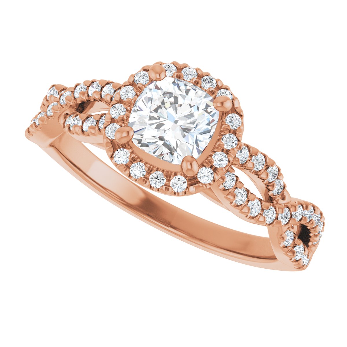 Cushion Halo-Style Infinity-Inspired Engagement Ring Semi-Mount - gallery - Series 124246