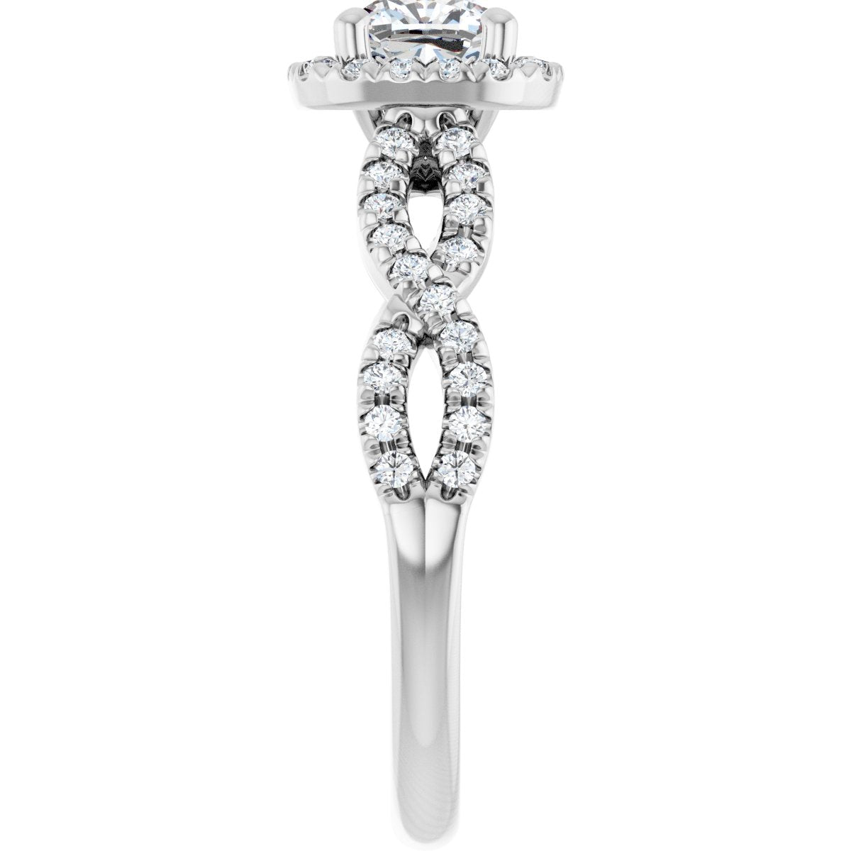 Cushion Halo-Style Infinity-Inspired Engagement Ring Semi-Mount - gallery - Series 124246