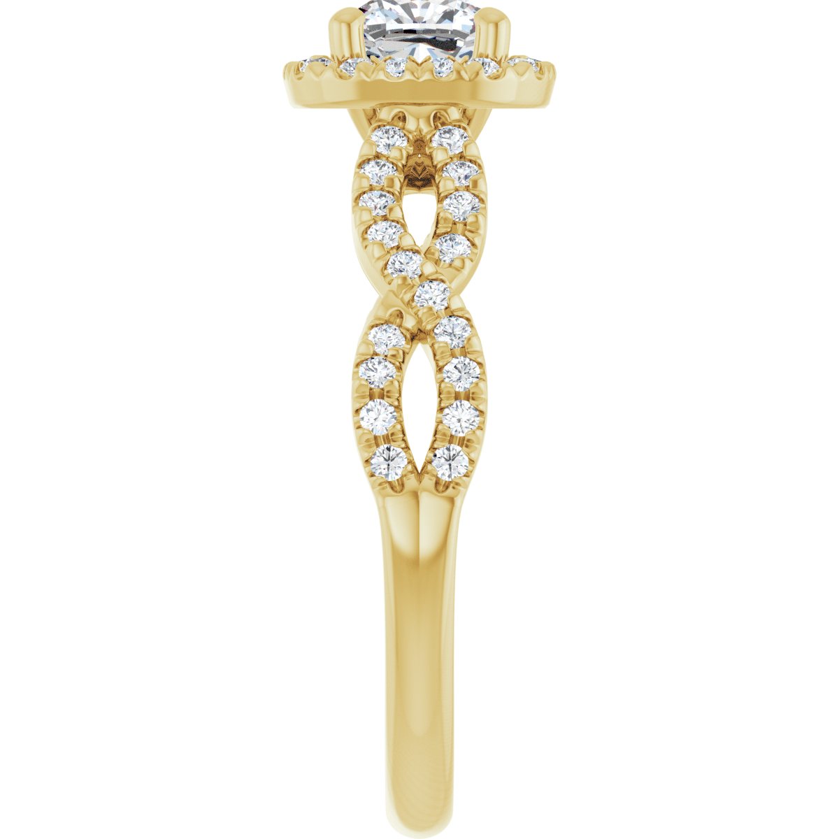 Cushion Halo-Style Infinity-Inspired Engagement Ring Semi-Mount - gallery - Series 124246