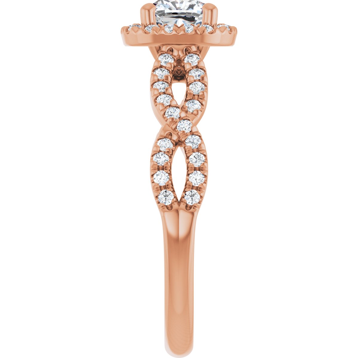 Cushion Halo-Style Infinity-Inspired Engagement Ring Semi-Mount - gallery - Series 124246