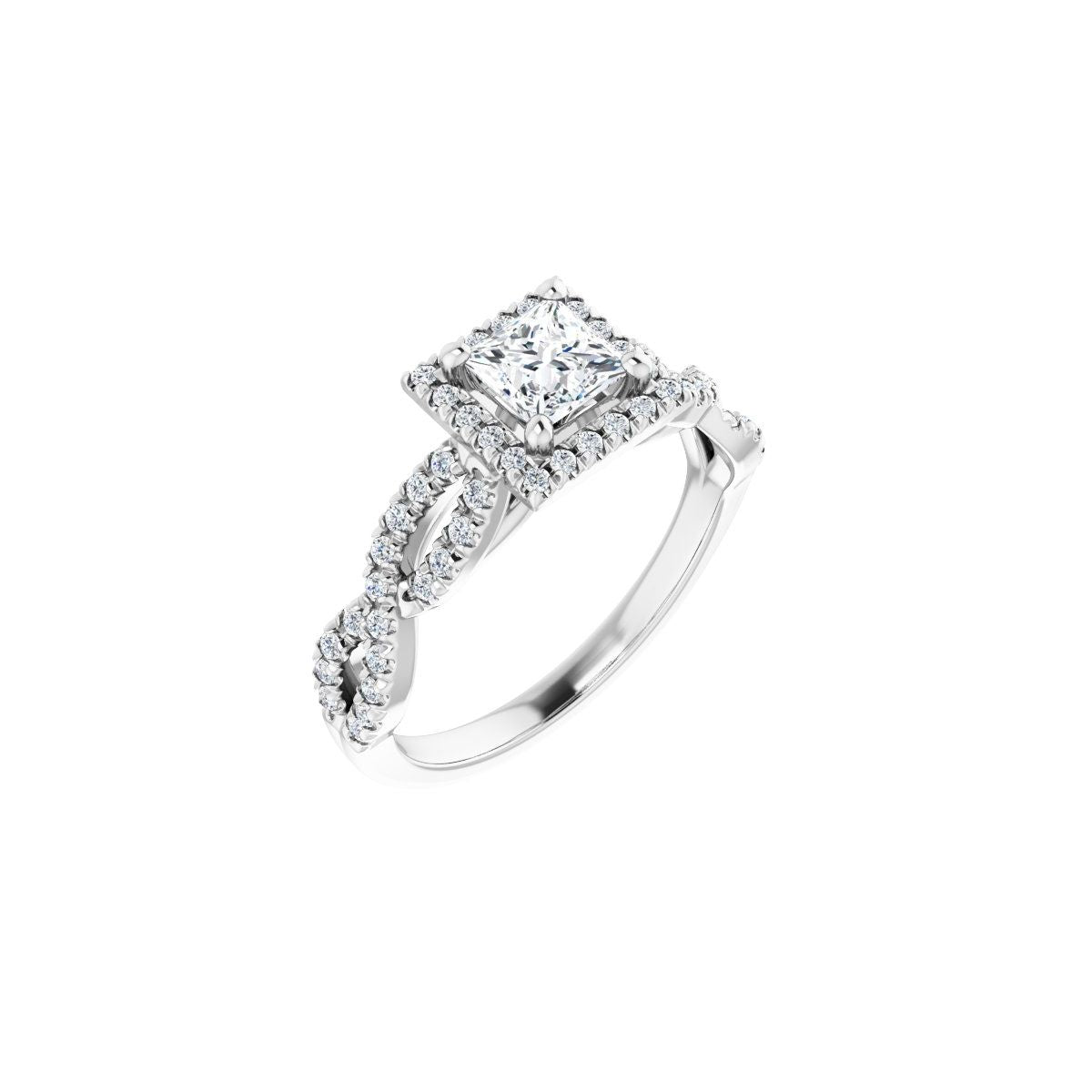 Natural Diamond Square Halo-Style Infinity-Inspired Engagement Ring Semi-Mount - Platinum - Series 124246