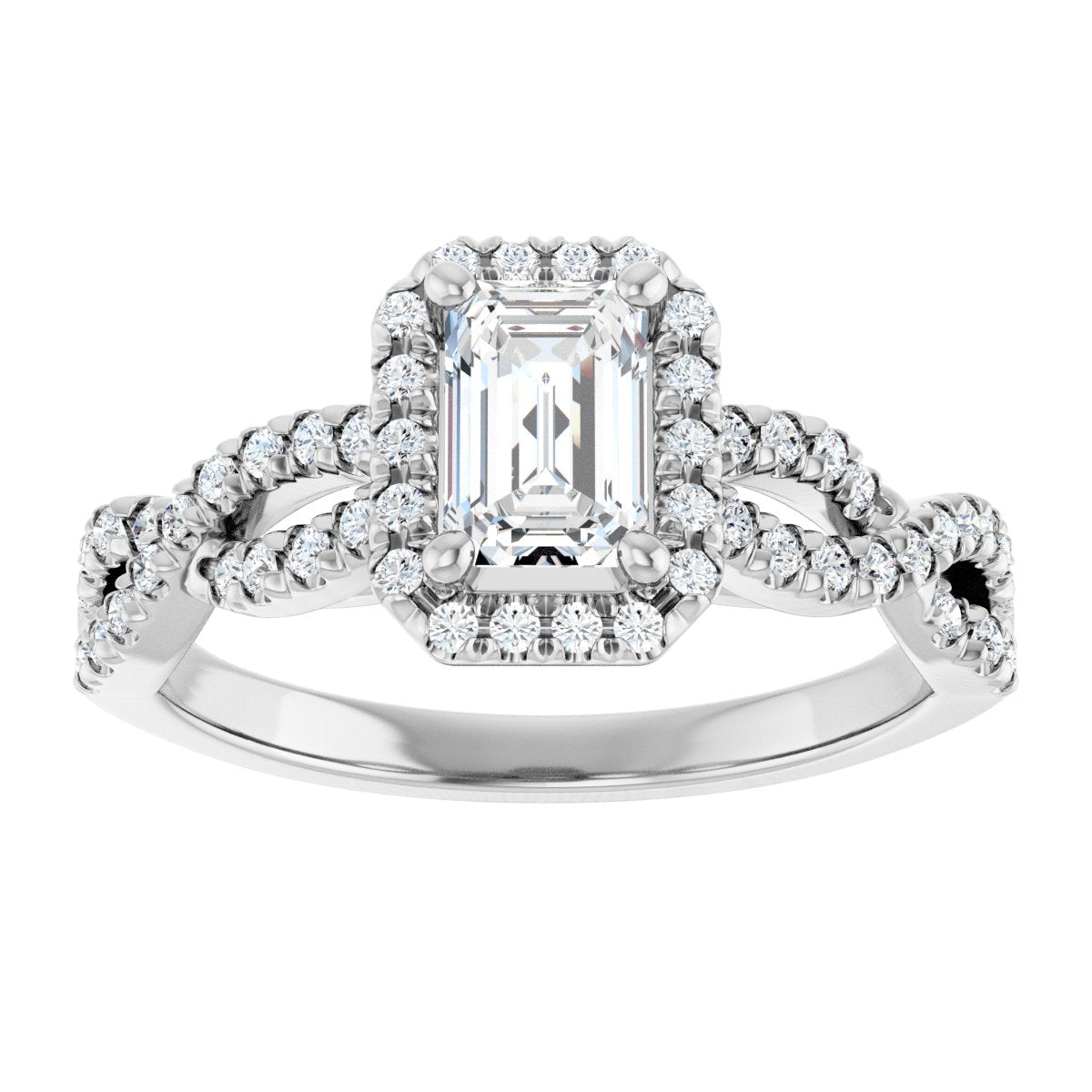 Emerald Halo-Style Infinity-Inspired Engagement Ring Semi-Mount - gallery - Series 124246