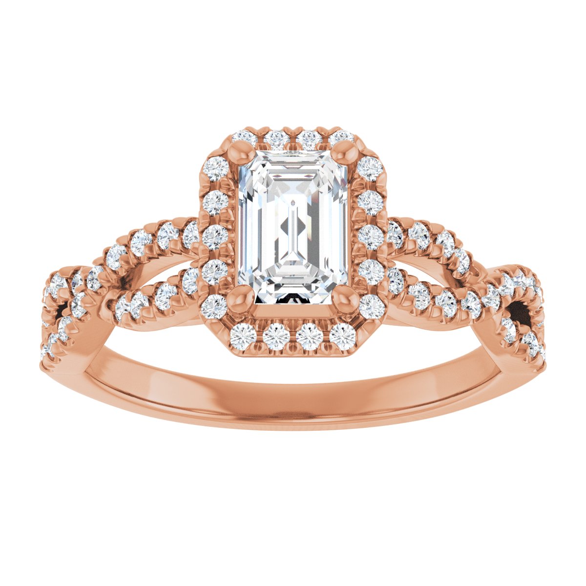 Emerald Halo-Style Infinity-Inspired Engagement Ring Semi-Mount - gallery - Series 124246