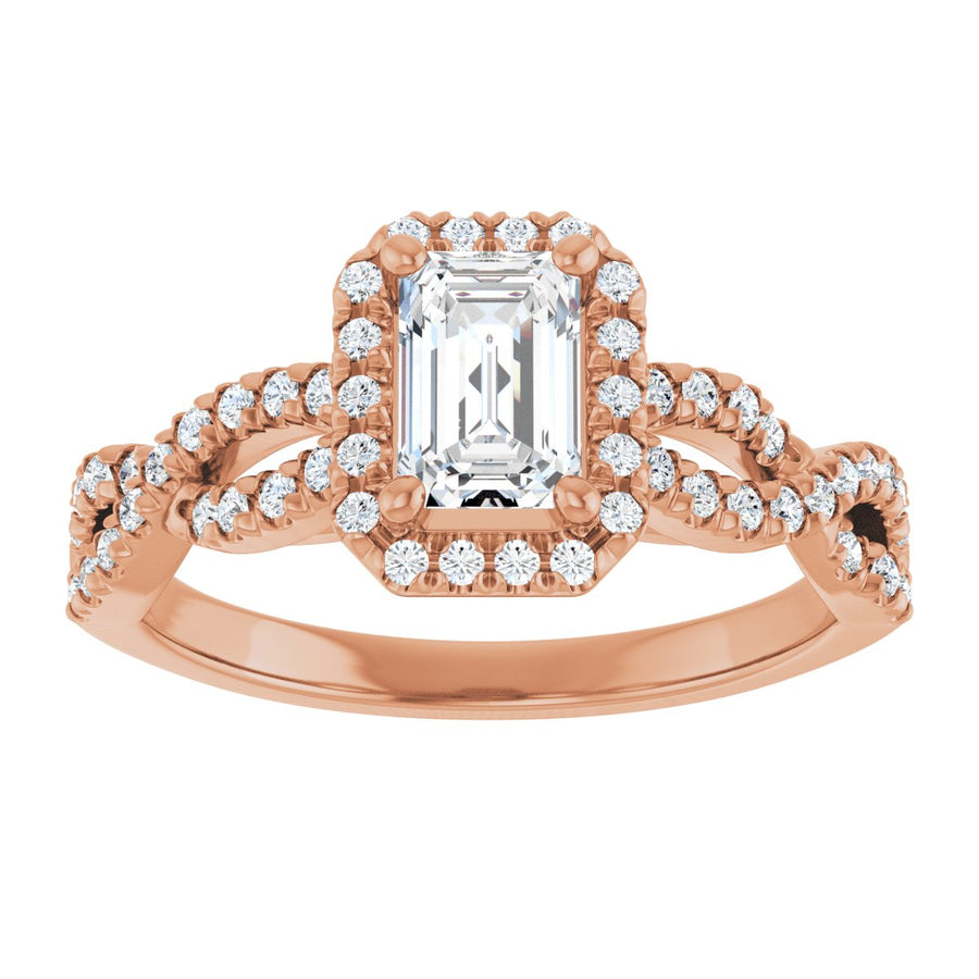 Emerald Halo-Style Infinity-Inspired Engagement Ring Semi-Mount - gallery - Series 124246