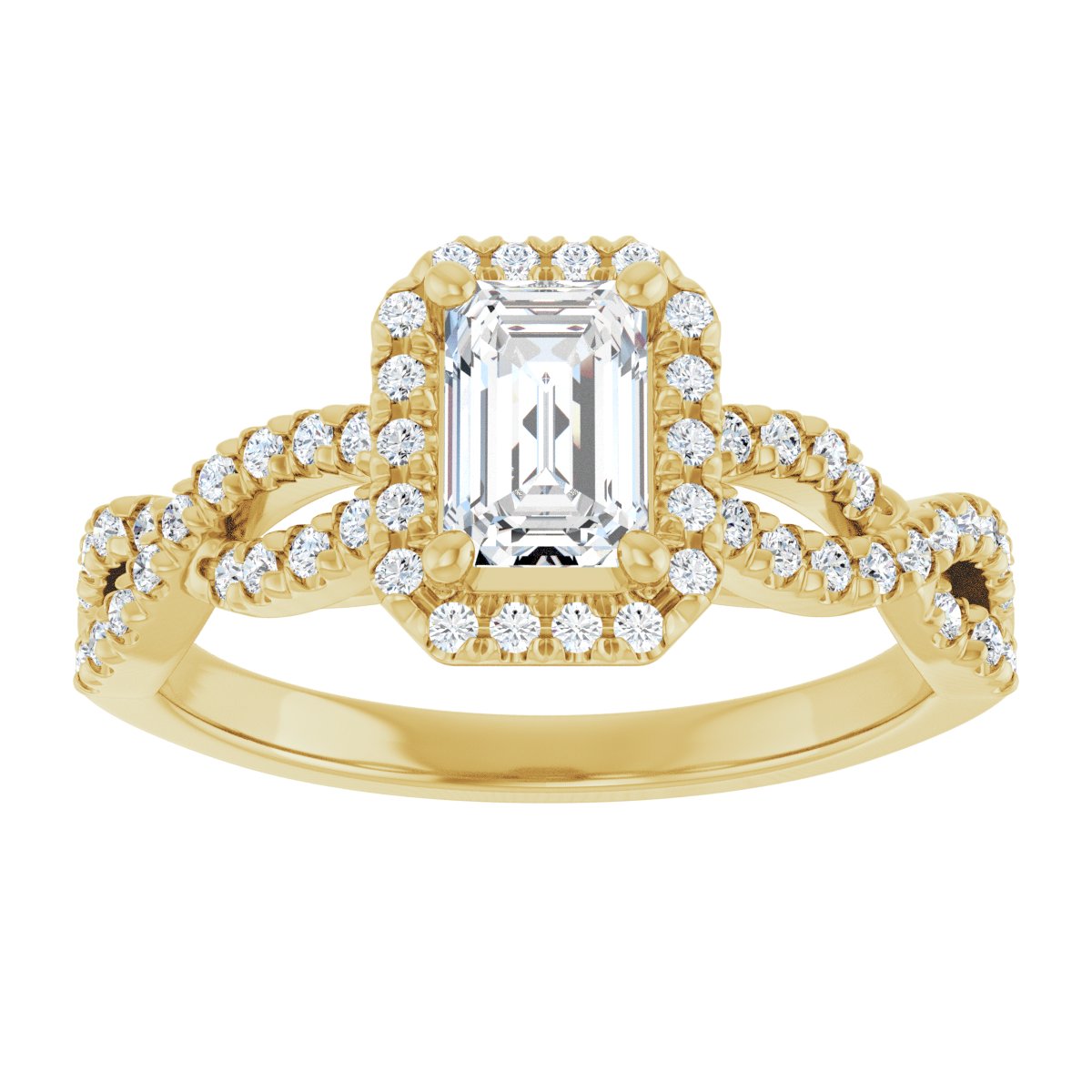 Emerald Halo-Style Infinity-Inspired Engagement Ring Semi-Mount - gallery - Series 124246