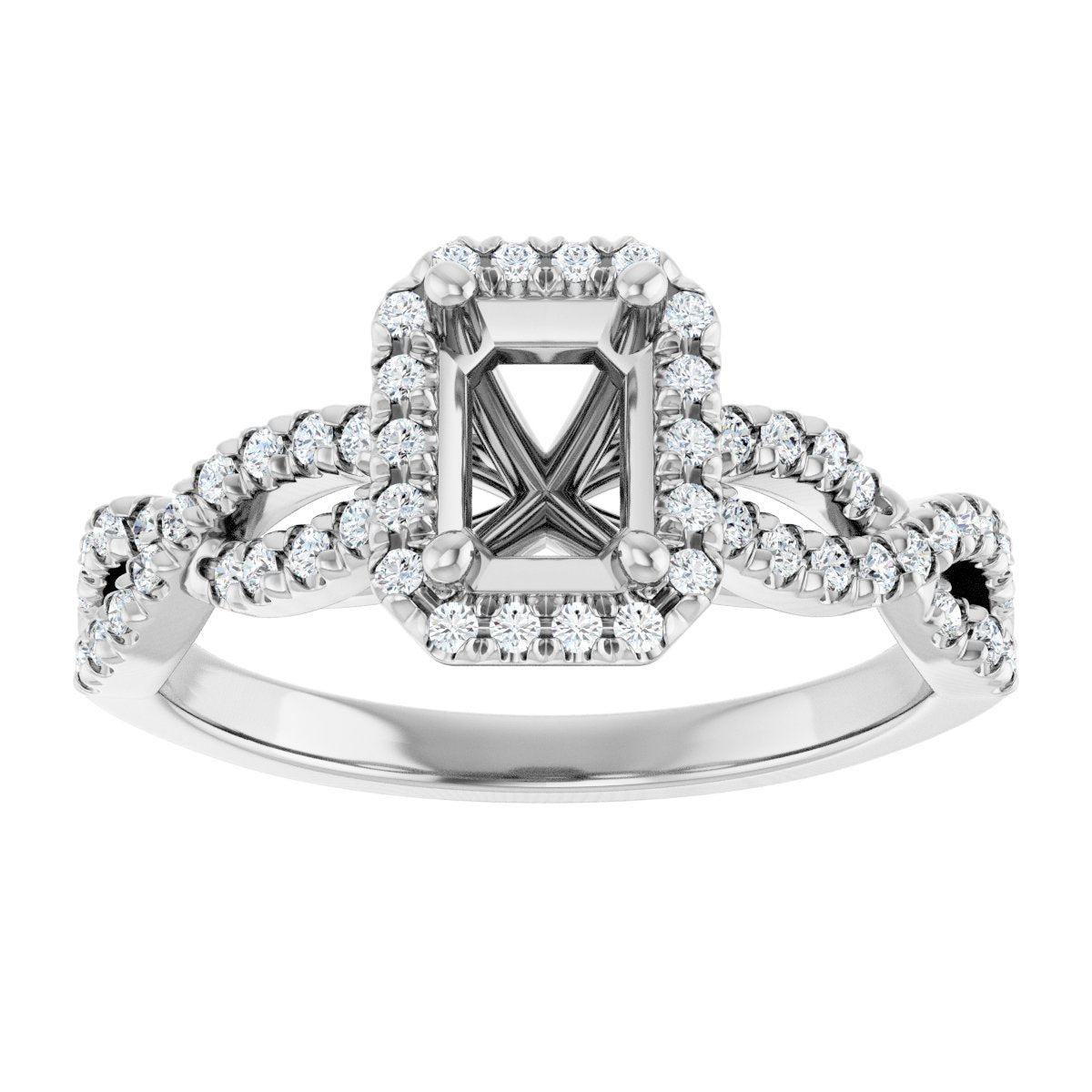 Emerald Halo-Style Infinity-Inspired Engagement Ring Semi-Mount - gallery - Series 124246