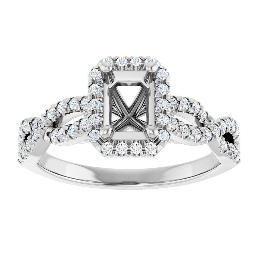 Emerald Halo-Style Infinity-Inspired Engagement Ring Semi-Mount - gallery - Series 124246