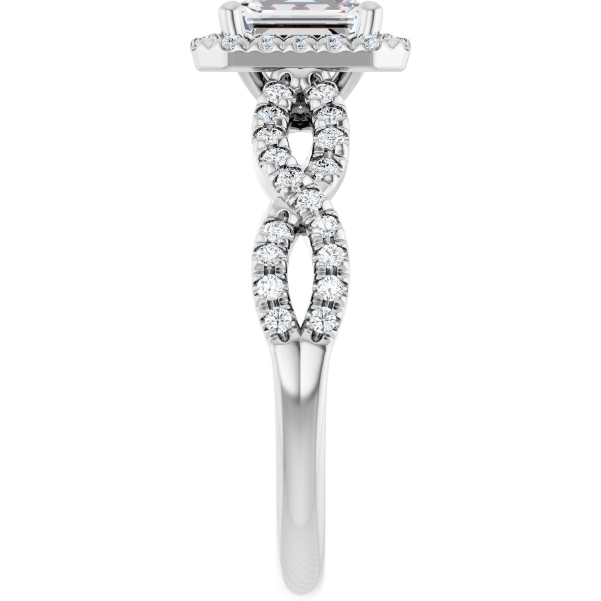 Emerald Halo-Style Infinity-Inspired Engagement Ring Semi-Mount - gallery - Series 124246