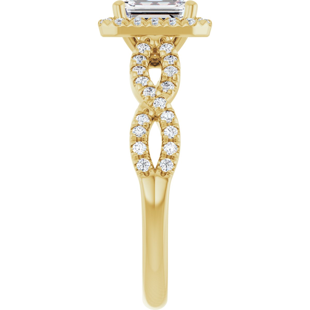 Emerald Halo-Style Infinity-Inspired Engagement Ring Semi-Mount - gallery - Series 124246
