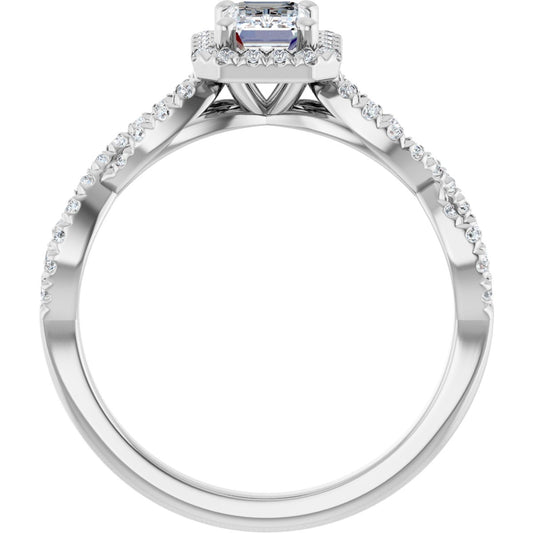 Emerald Halo-Style Infinity-Inspired Engagement Ring Semi-Mount - gallery - Series 124246