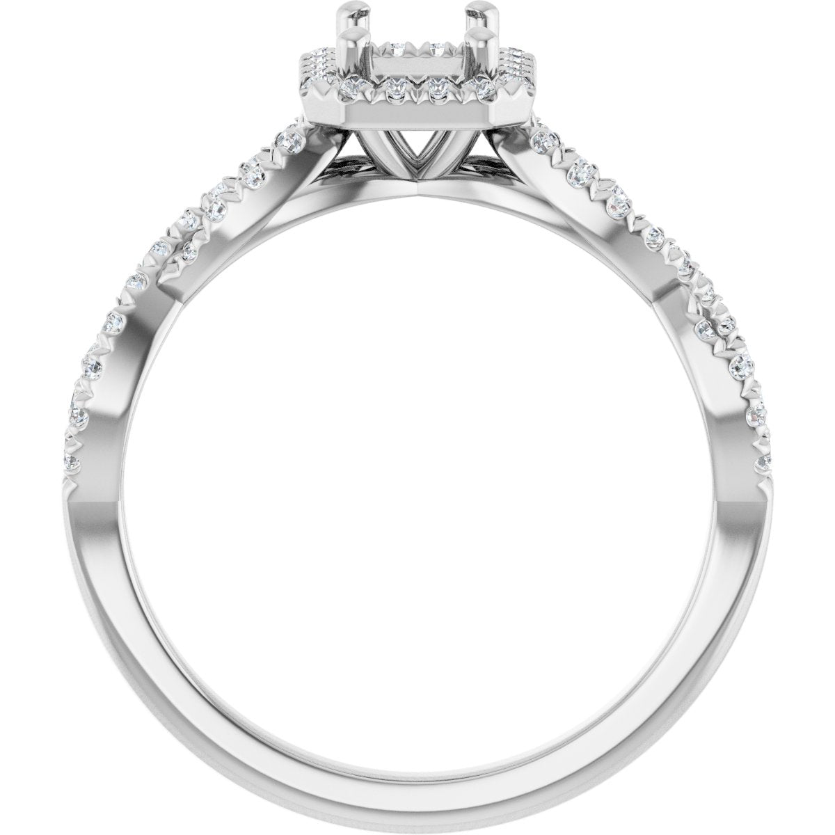 Emerald Halo-Style Infinity-Inspired Engagement Ring Semi-Mount - gallery - Series 124246