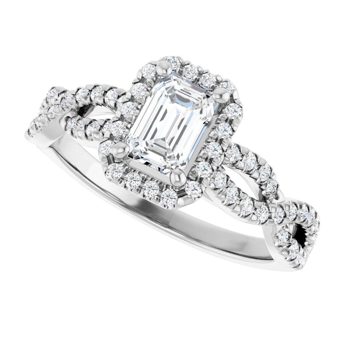 Emerald Halo-Style Infinity-Inspired Engagement Ring Semi-Mount - gallery - Series 124246