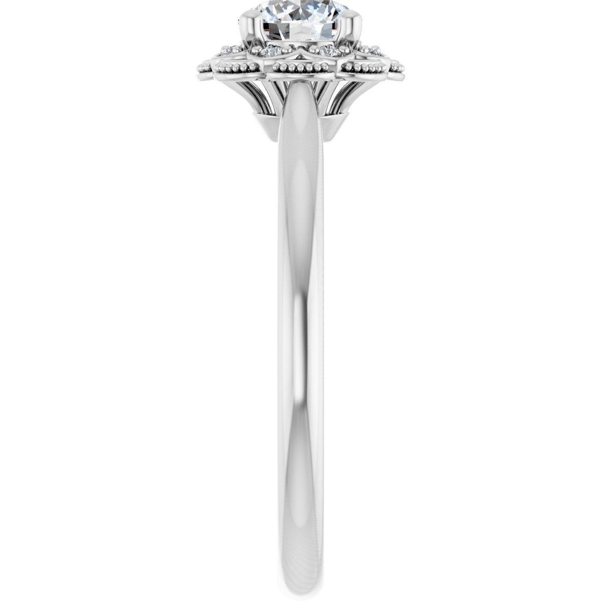 Round Bezel-Set Halo-Style Engagement Ring Semi-Mount - gallery - Series 124282