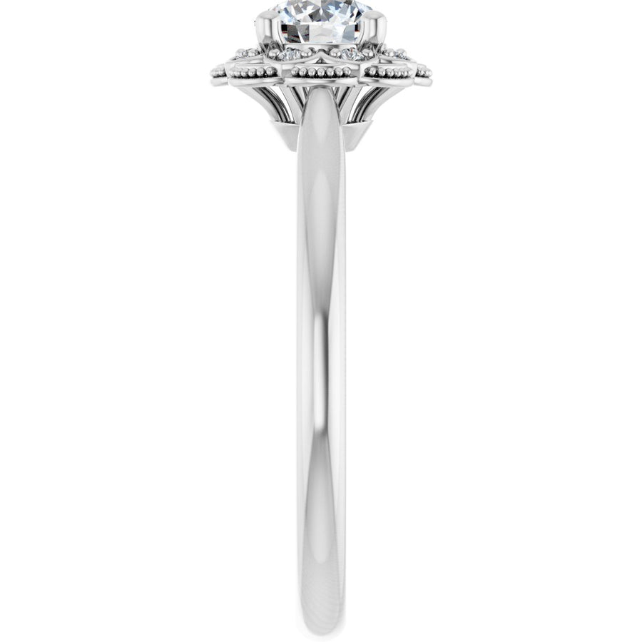 Round Bezel-Set Halo-Style Engagement Ring Semi-Mount - gallery - Series 124282