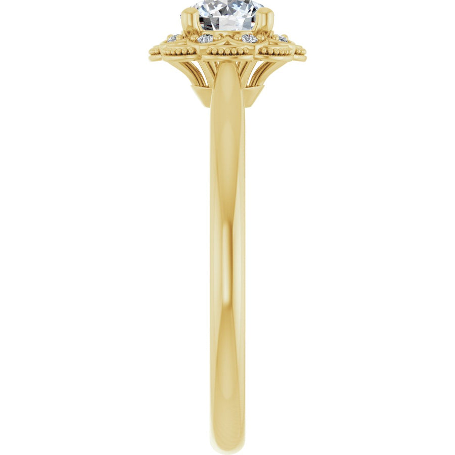 Round Bezel-Set Halo-Style Engagement Ring Semi-Mount - gallery - Series 124282