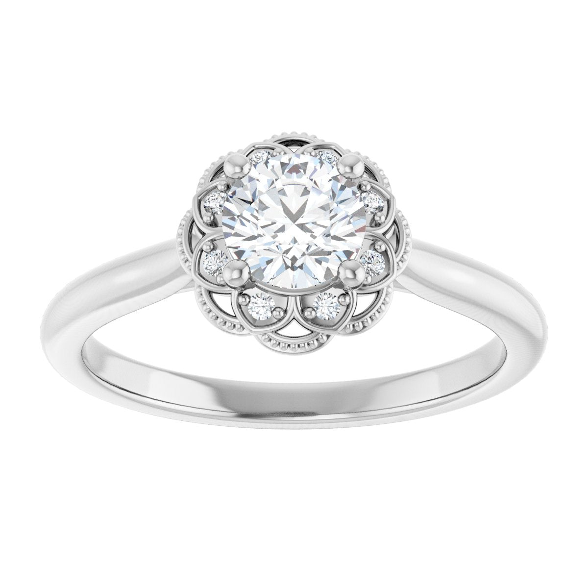 Round Bezel-Set Halo-Style Engagement Ring Semi-Mount - gallery - Series 124282