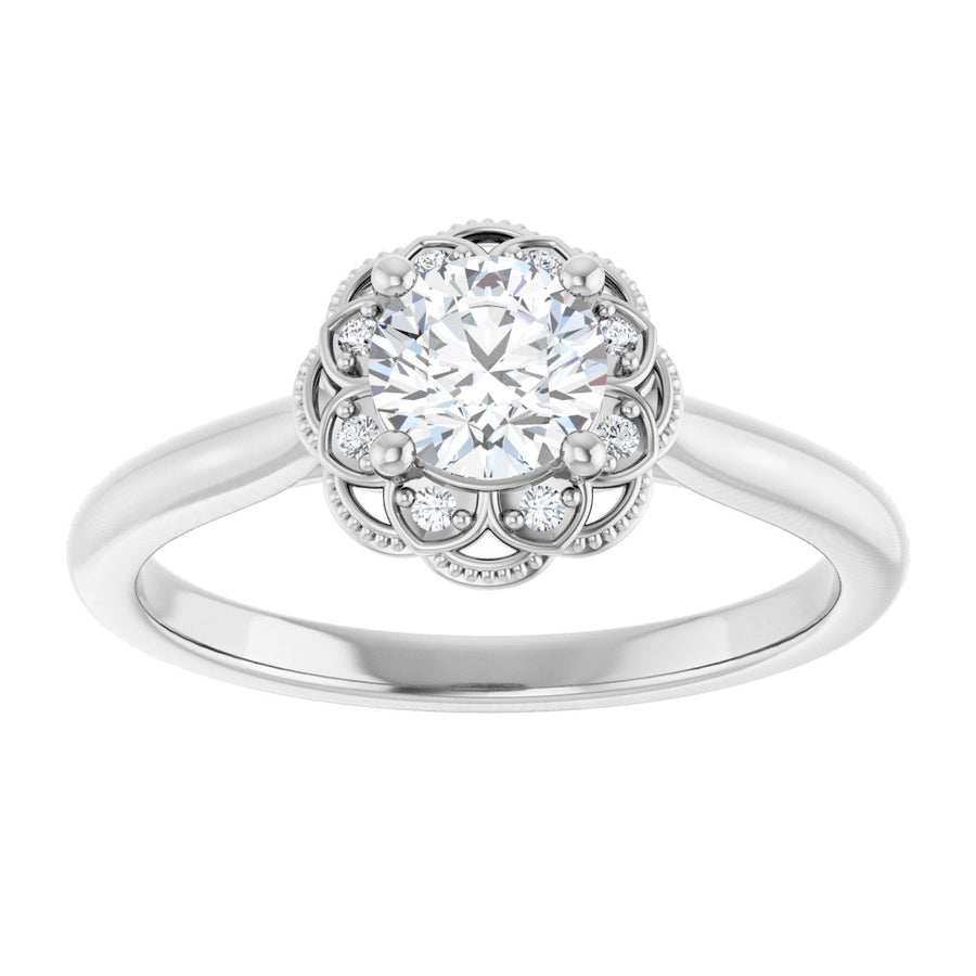 Round Bezel-Set Halo-Style Engagement Ring Semi-Mount - gallery - Series 124282