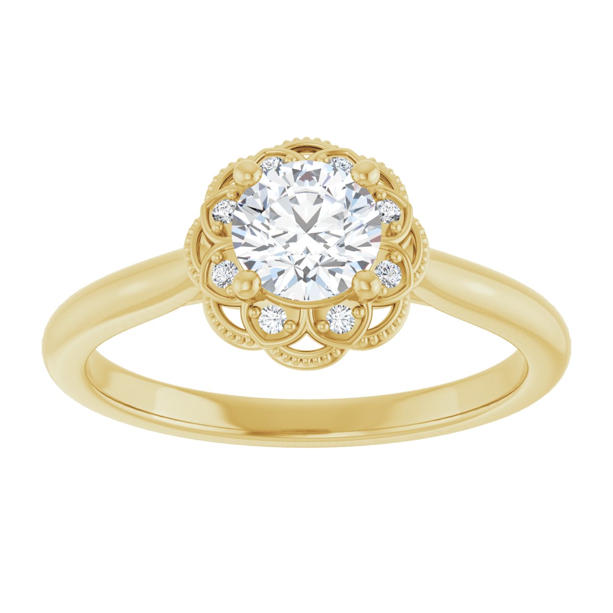 Round Bezel-Set Halo-Style Engagement Ring Semi-Mount - gallery - Series 124282