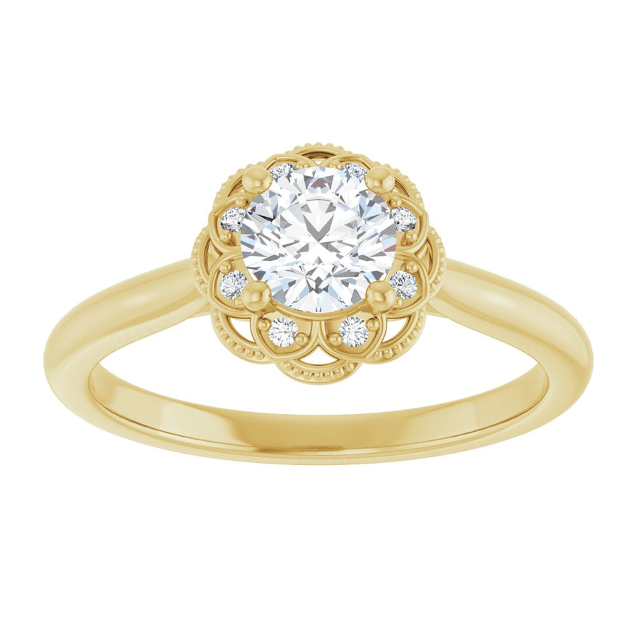 Round Bezel-Set Halo-Style Engagement Ring Semi-Mount - gallery - Series 124282