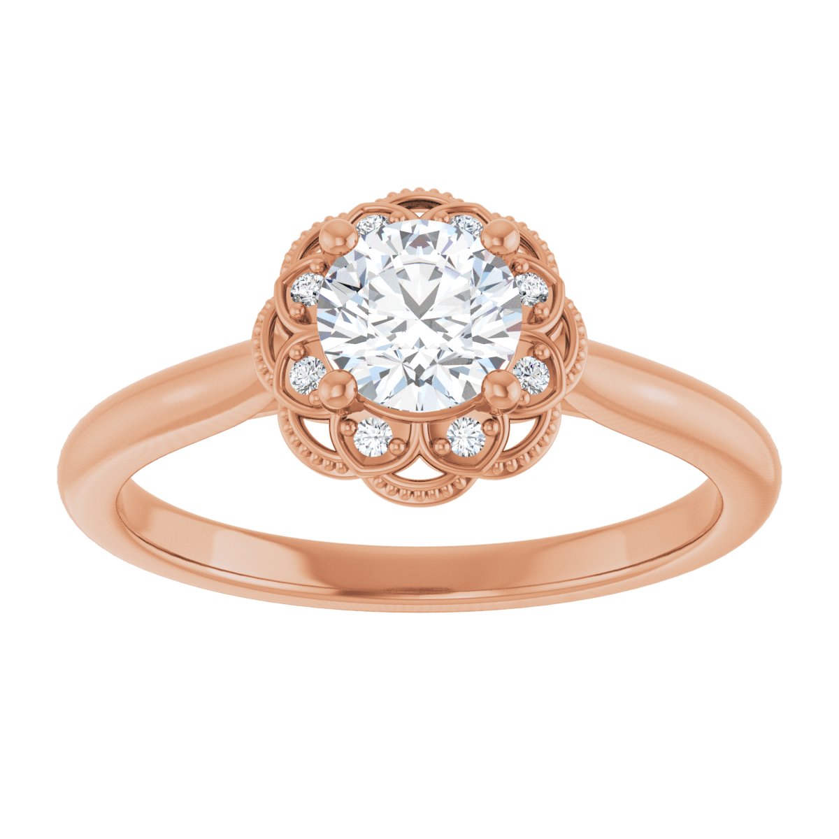 Round Bezel-Set Halo-Style Engagement Ring Semi-Mount - gallery - Series 124282
