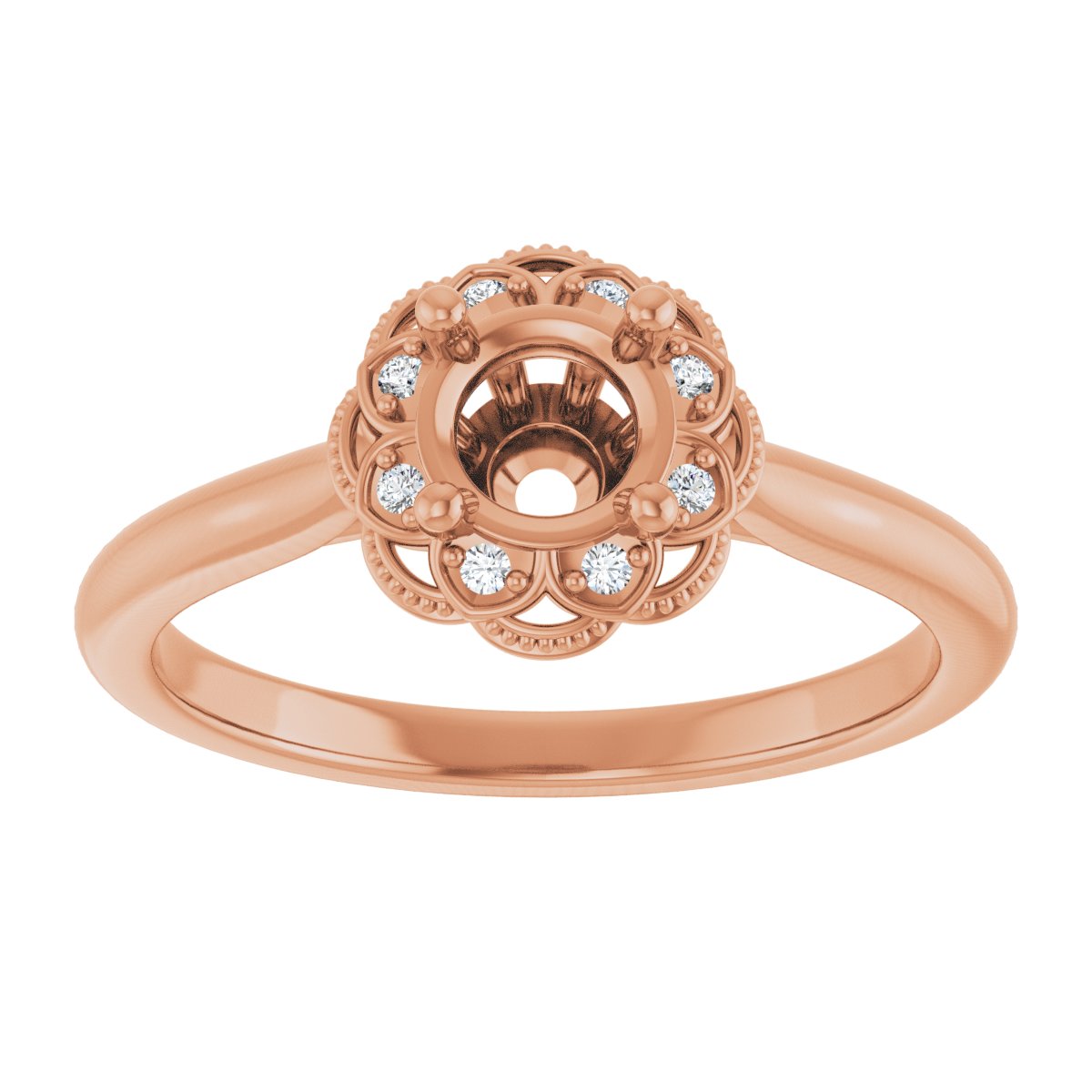 Round Bezel-Set Halo-Style Engagement Ring Semi-Mount - gallery - Series 124282