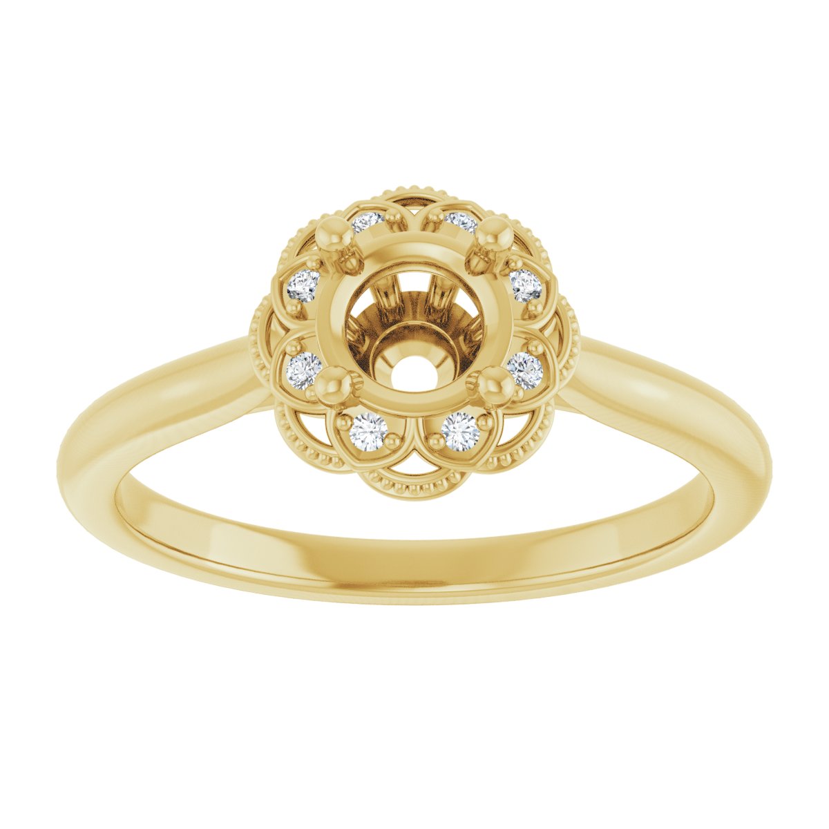 Round Bezel-Set Halo-Style Engagement Ring Semi-Mount - gallery - Series 124282