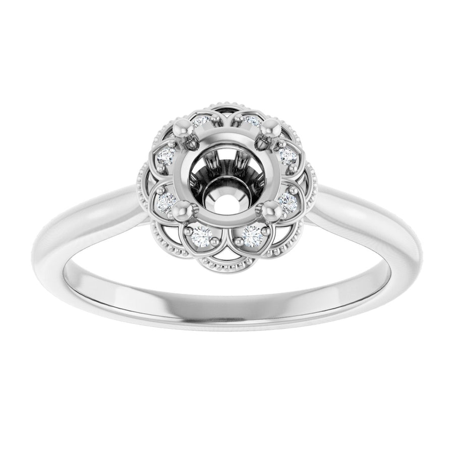 Round Bezel-Set Halo-Style Engagement Ring Semi-Mount - gallery - Series 124282