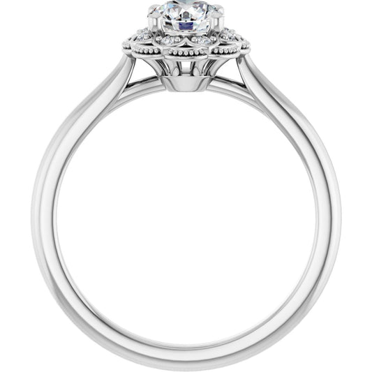 Round Bezel-Set Halo-Style Engagement Ring Semi-Mount - gallery - Series 124282