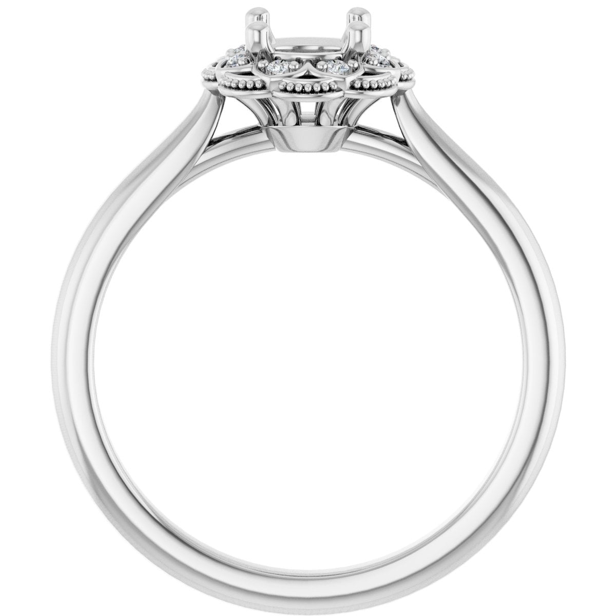 Round Bezel-Set Halo-Style Engagement Ring Semi-Mount - gallery - Series 124282