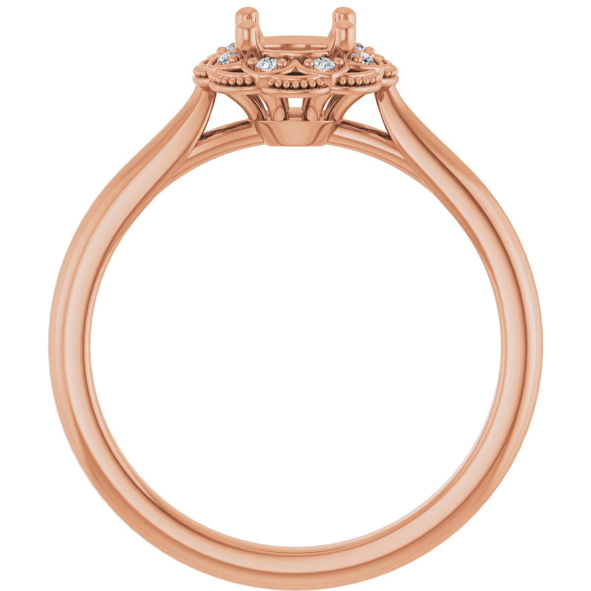Round Bezel-Set Halo-Style Engagement Ring Semi-Mount - gallery - Series 124282