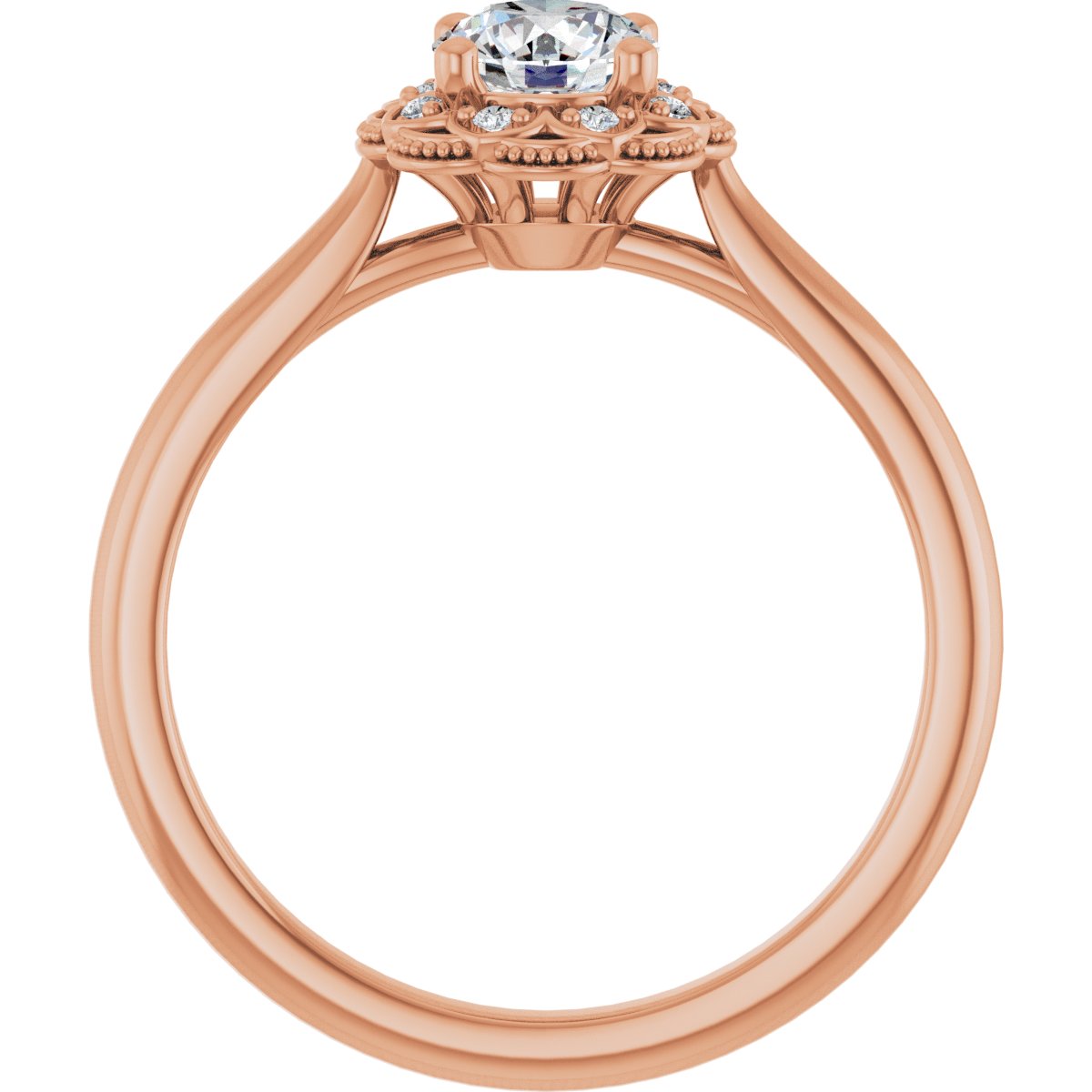 Round Bezel-Set Halo-Style Engagement Ring Semi-Mount - gallery - Series 124282