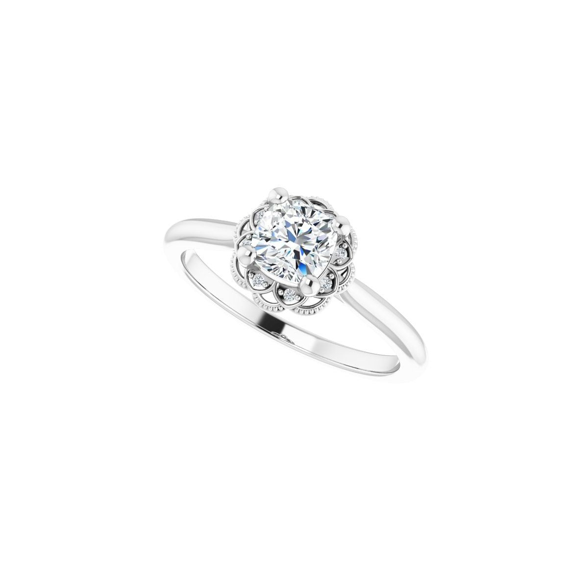 Cushion Bezel-Set Halo-Style Engagement Ring Semi-Mount - gallery - Series 124282