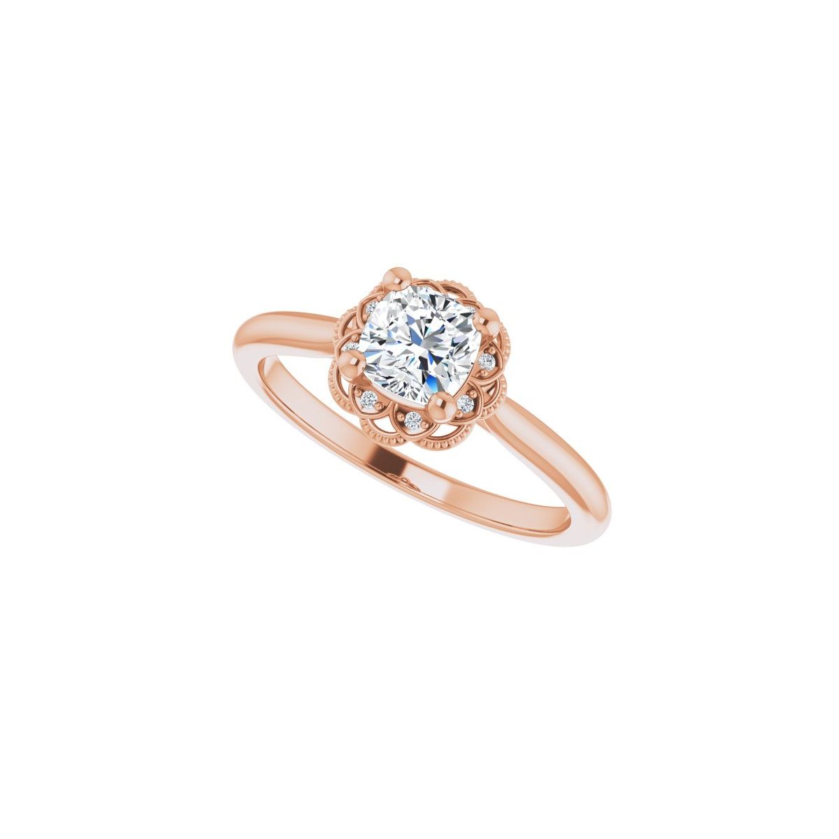 Cushion Bezel-Set Halo-Style Engagement Ring Semi-Mount - gallery - Series 124282