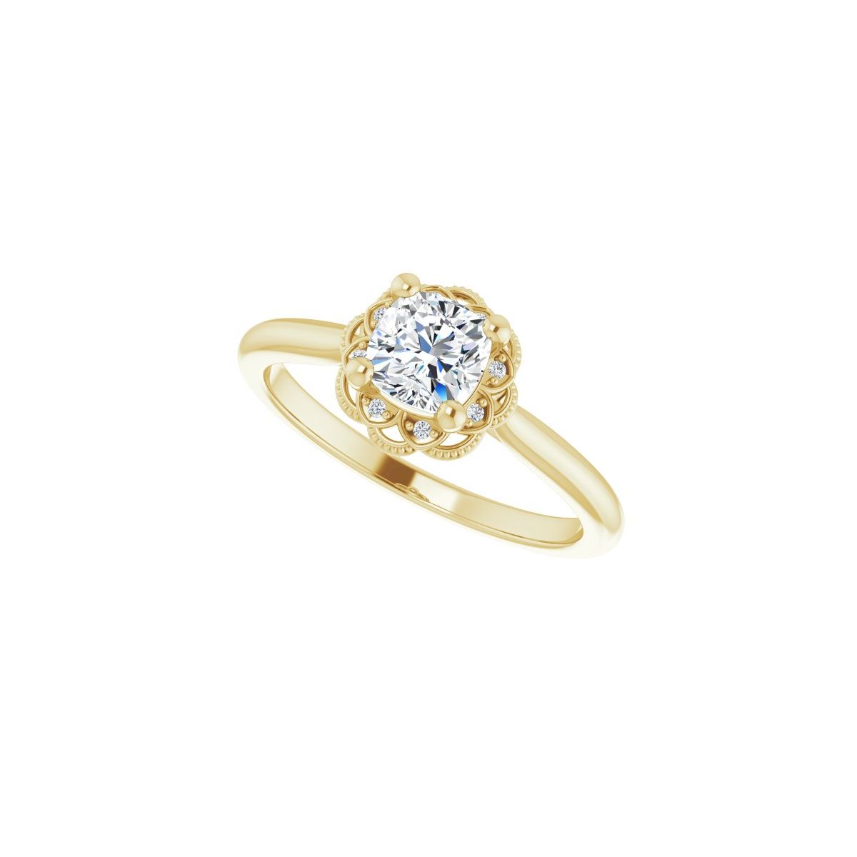 Cushion Bezel-Set Halo-Style Engagement Ring Semi-Mount - gallery - Series 124282