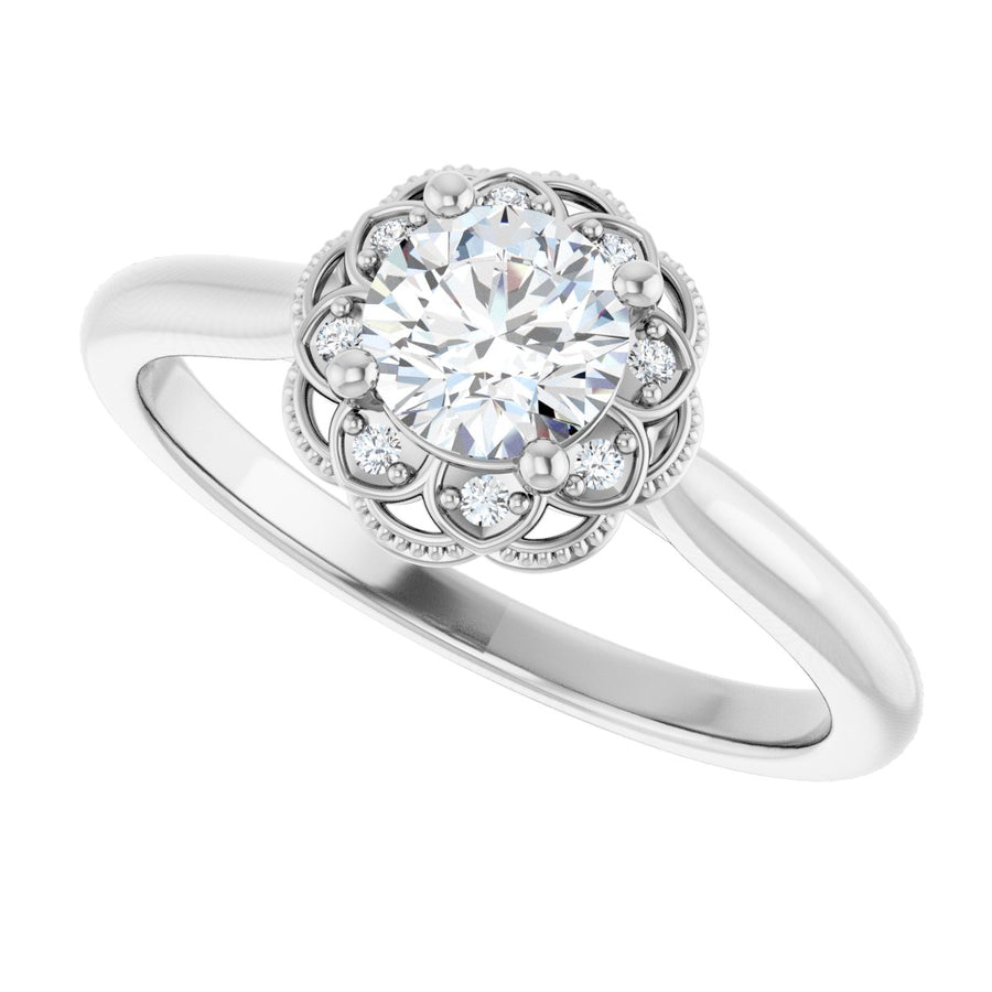 Round Bezel-Set Halo-Style Engagement Ring Semi-Mount - gallery - Series 124282