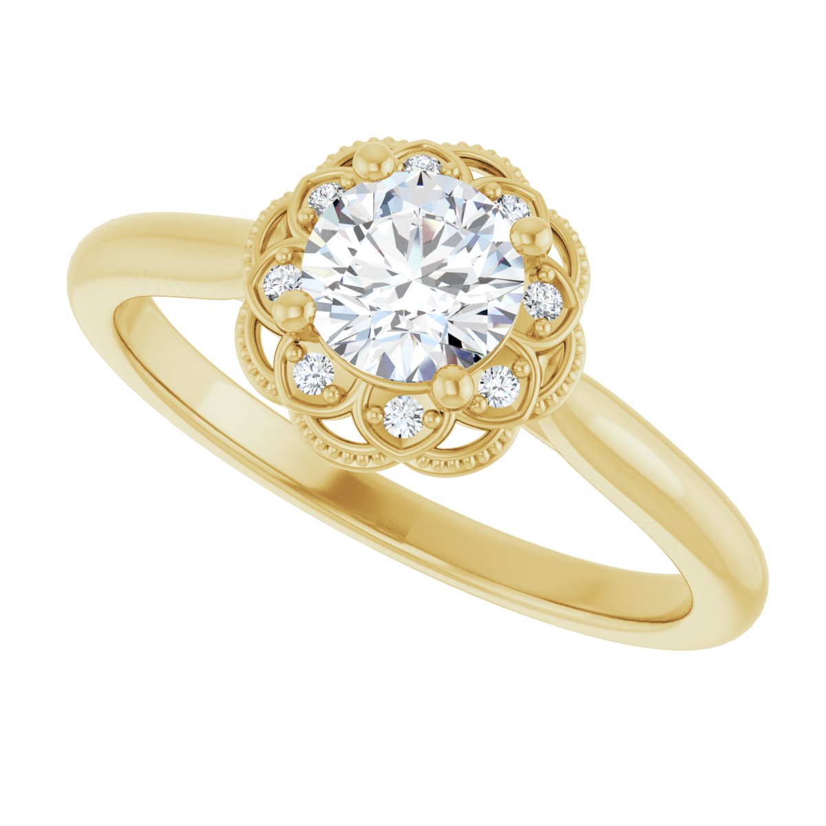 Round Bezel-Set Halo-Style Engagement Ring Semi-Mount - gallery - Series 124282