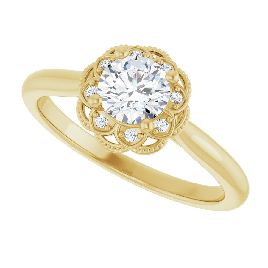 Round Bezel-Set Halo-Style Engagement Ring Semi-Mount - gallery - Series 124282