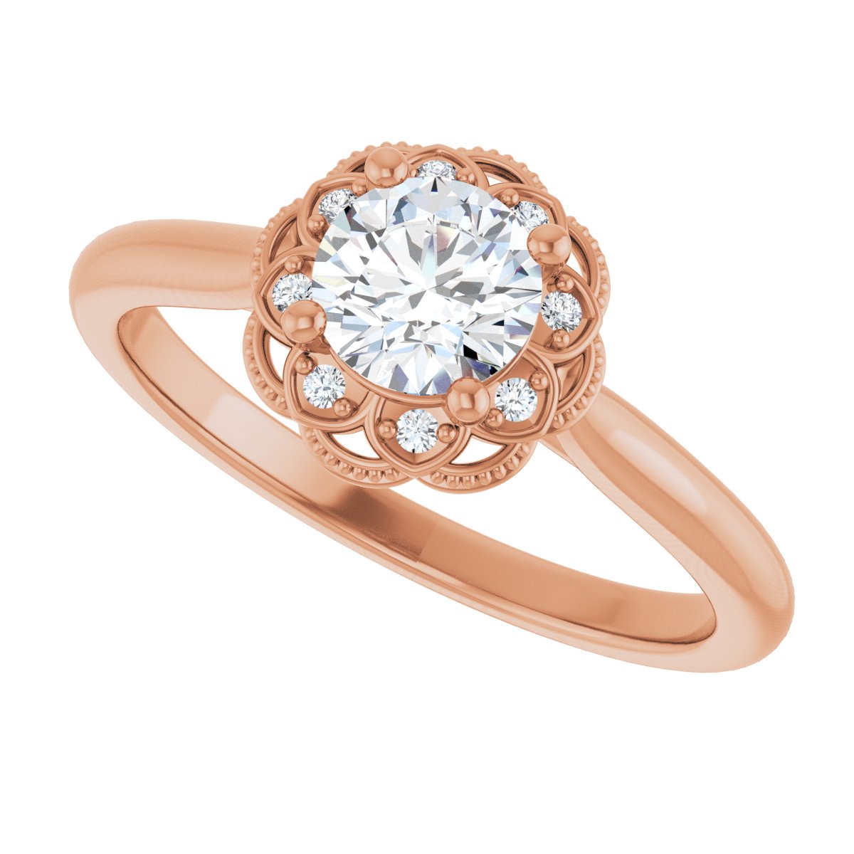 Round Bezel-Set Halo-Style Engagement Ring Semi-Mount - gallery - Series 124282