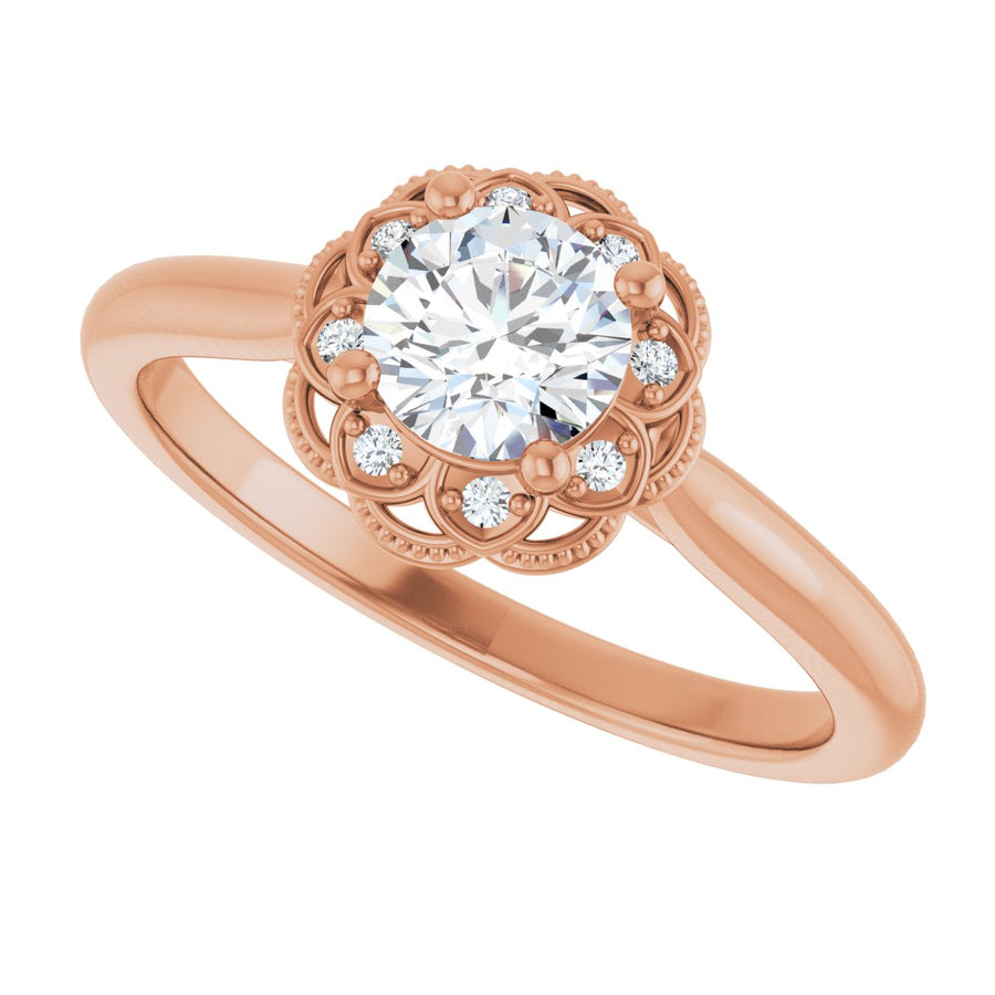 Round Bezel-Set Halo-Style Engagement Ring Semi-Mount - gallery - Series 124282