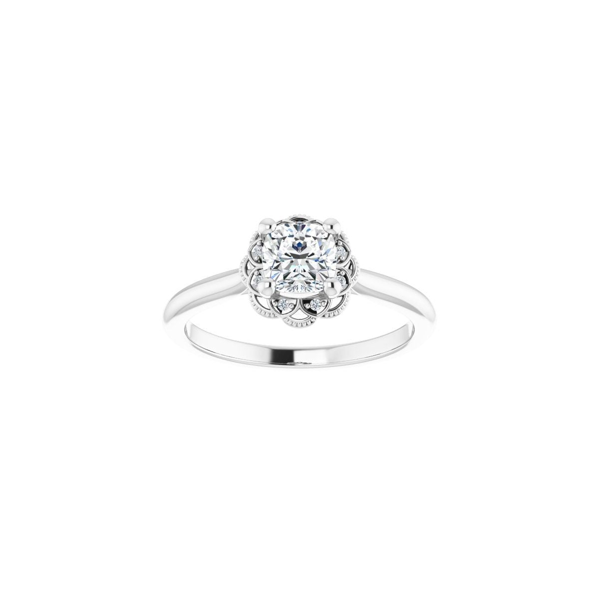 Cushion Bezel-Set Halo-Style Engagement Ring Semi-Mount - gallery - Series 124282