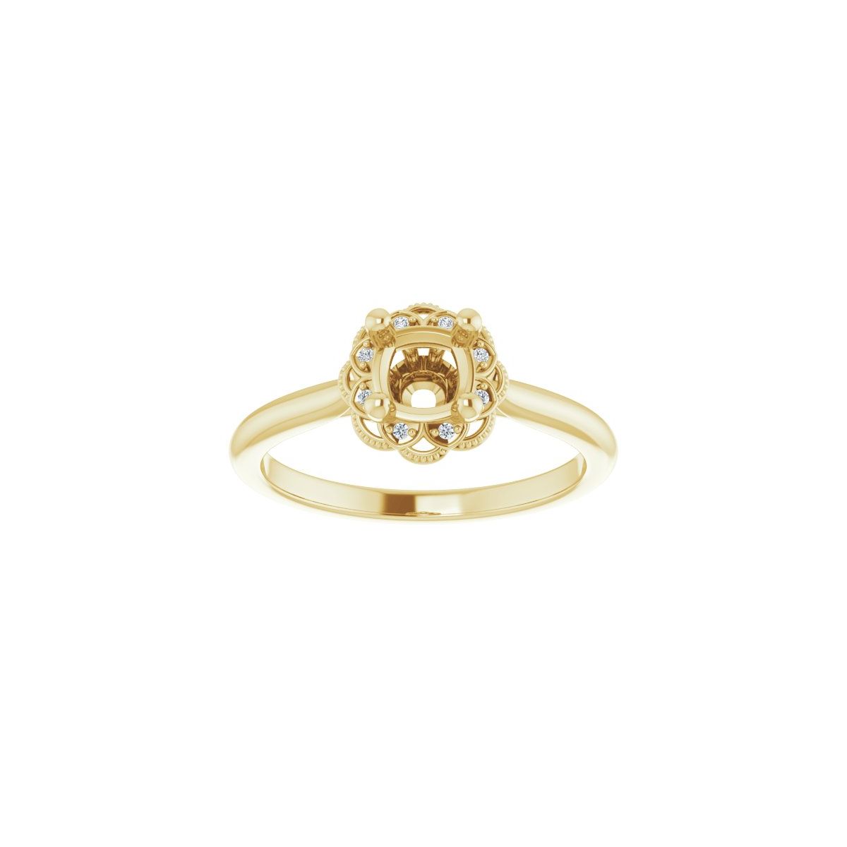 Cushion Bezel-Set Halo-Style Engagement Ring Semi-Mount - gallery - Series 124282