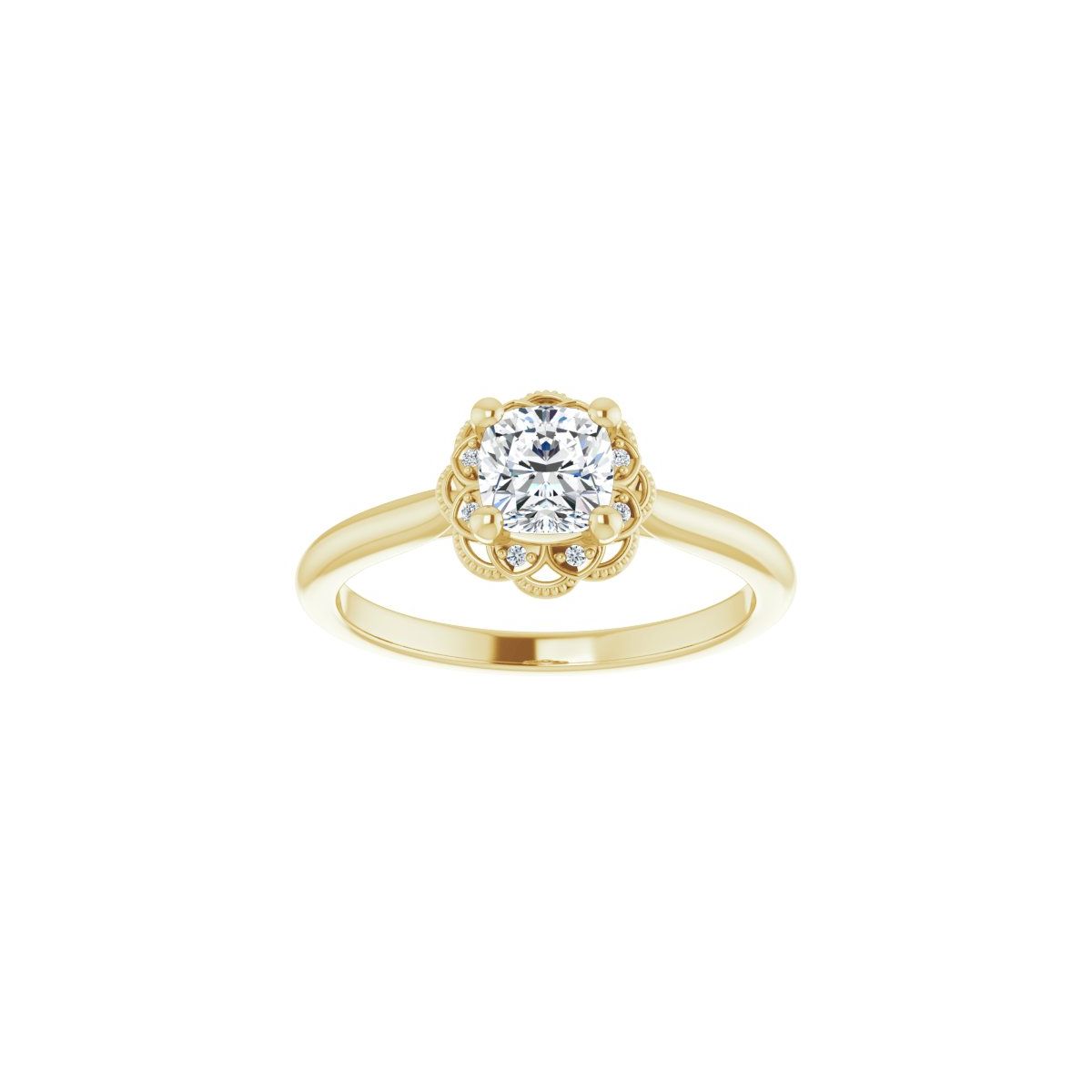 Cushion Bezel-Set Halo-Style Engagement Ring Semi-Mount - gallery - Series 124282