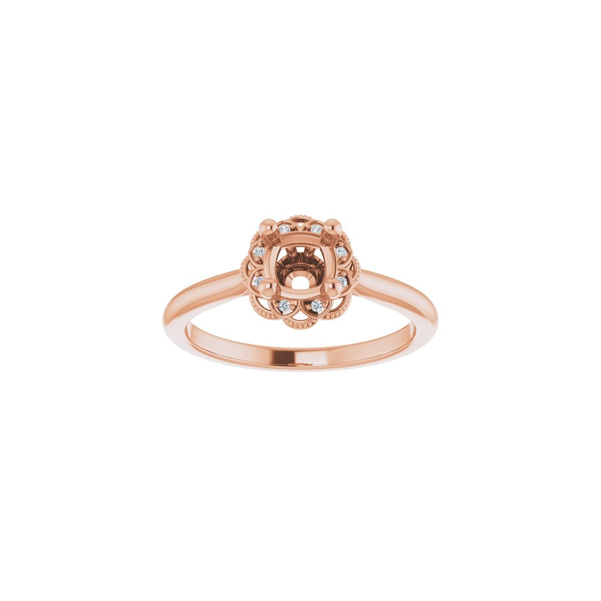 Cushion Bezel-Set Halo-Style Engagement Ring Semi-Mount - gallery - Series 124282