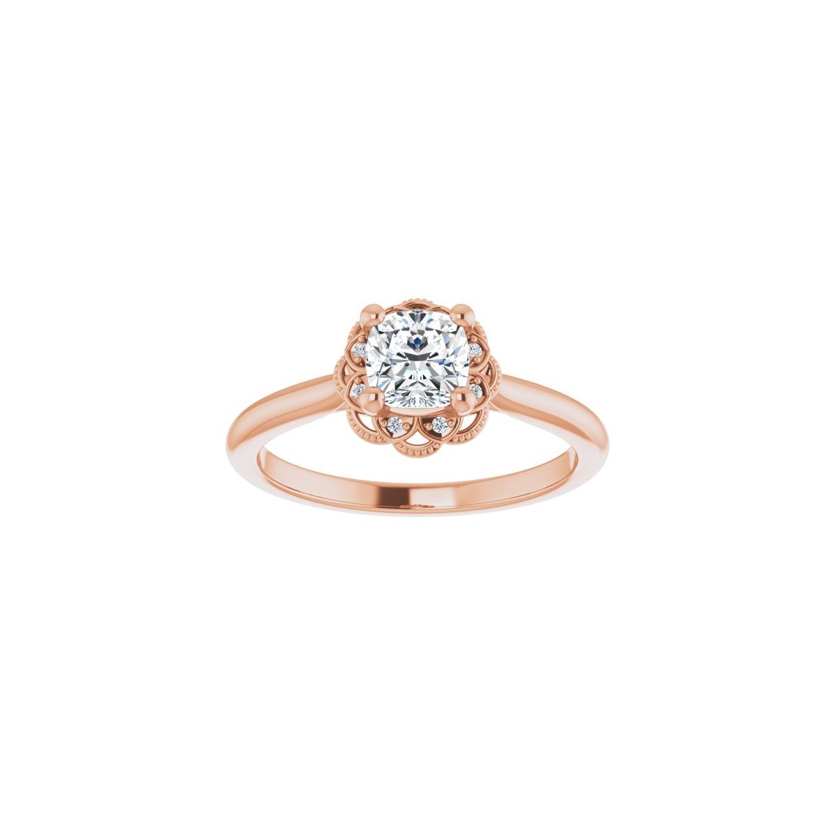 Cushion Bezel-Set Halo-Style Engagement Ring Semi-Mount - gallery - Series 124282