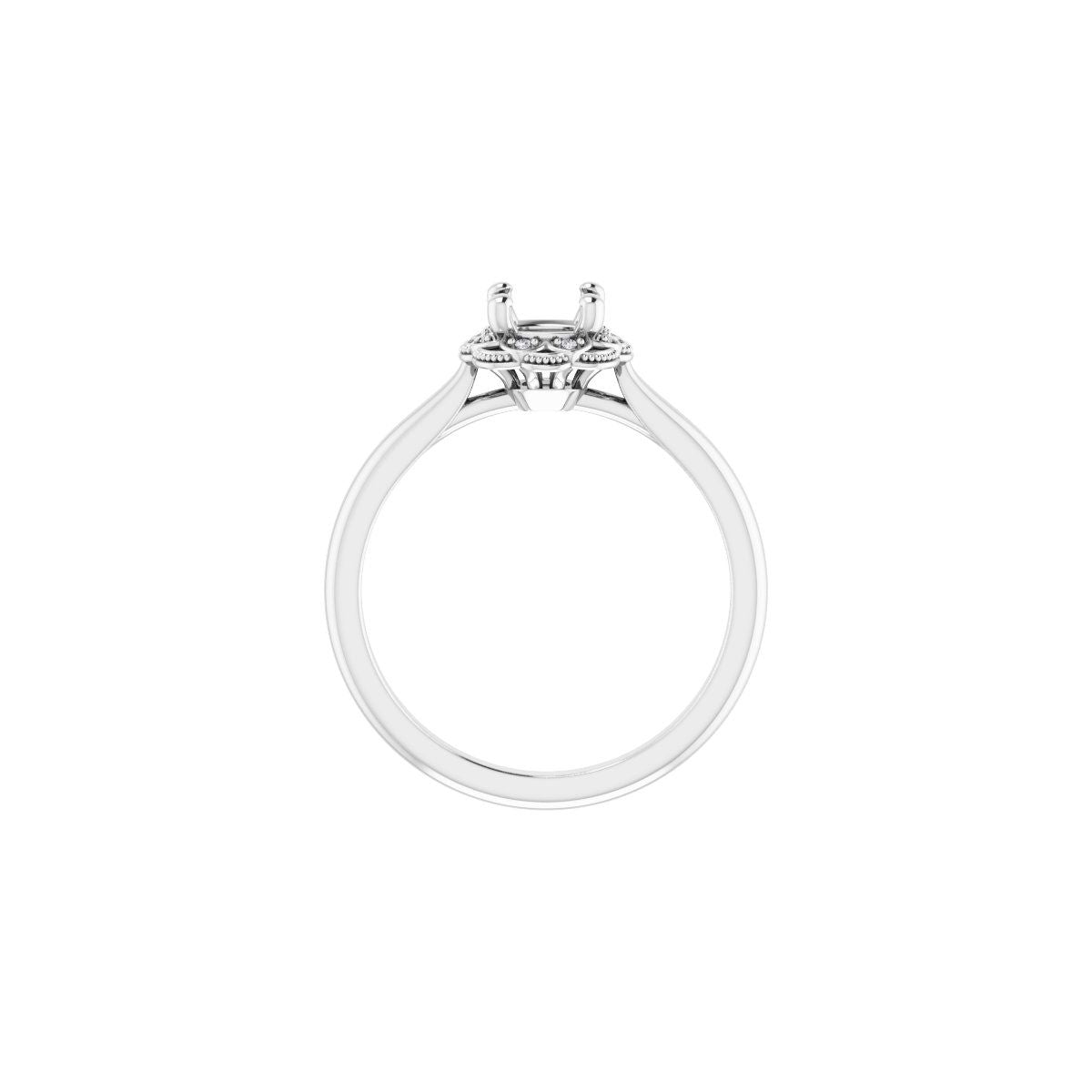 Cushion Bezel-Set Halo-Style Engagement Ring Semi-Mount - gallery - Series 124282