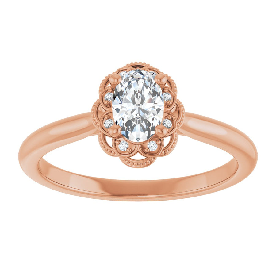 Oval Bezel-Set Halo-Style Engagement Ring Semi-Mount - gallery - Series 124282