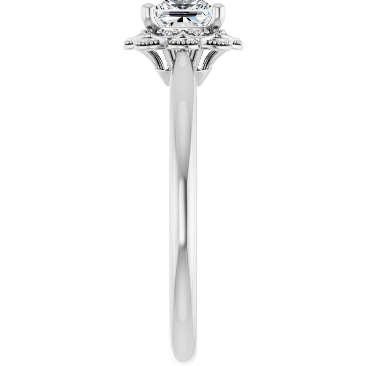 Square Bezel-Set Halo-Style Engagement Ring Semi-Mount - gallery - Series 124282