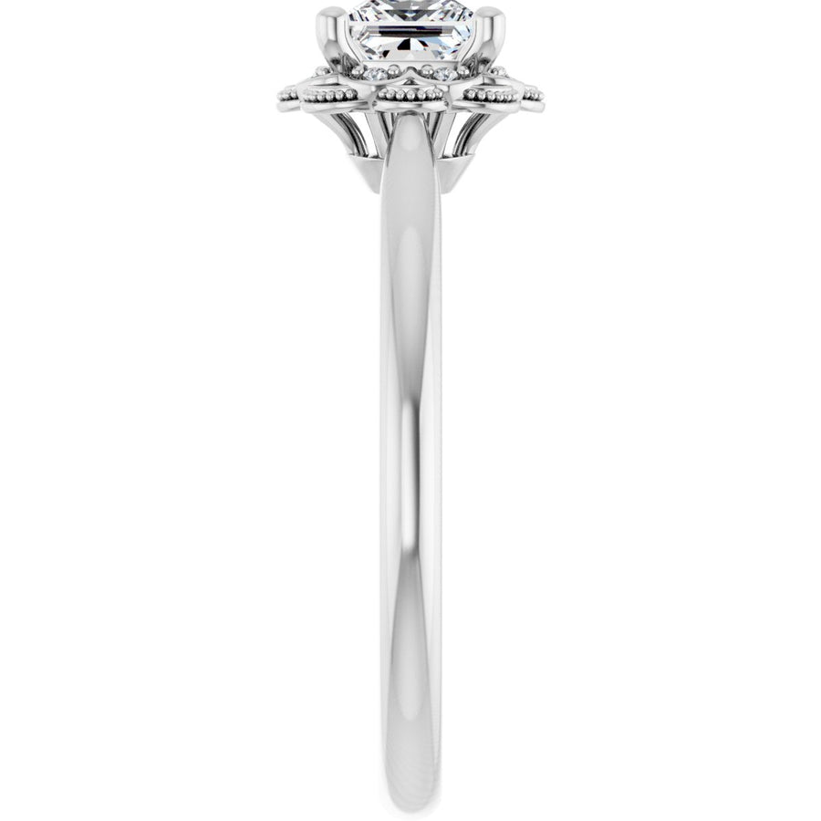 Square Bezel-Set Halo-Style Engagement Ring Semi-Mount - gallery - Series 124282