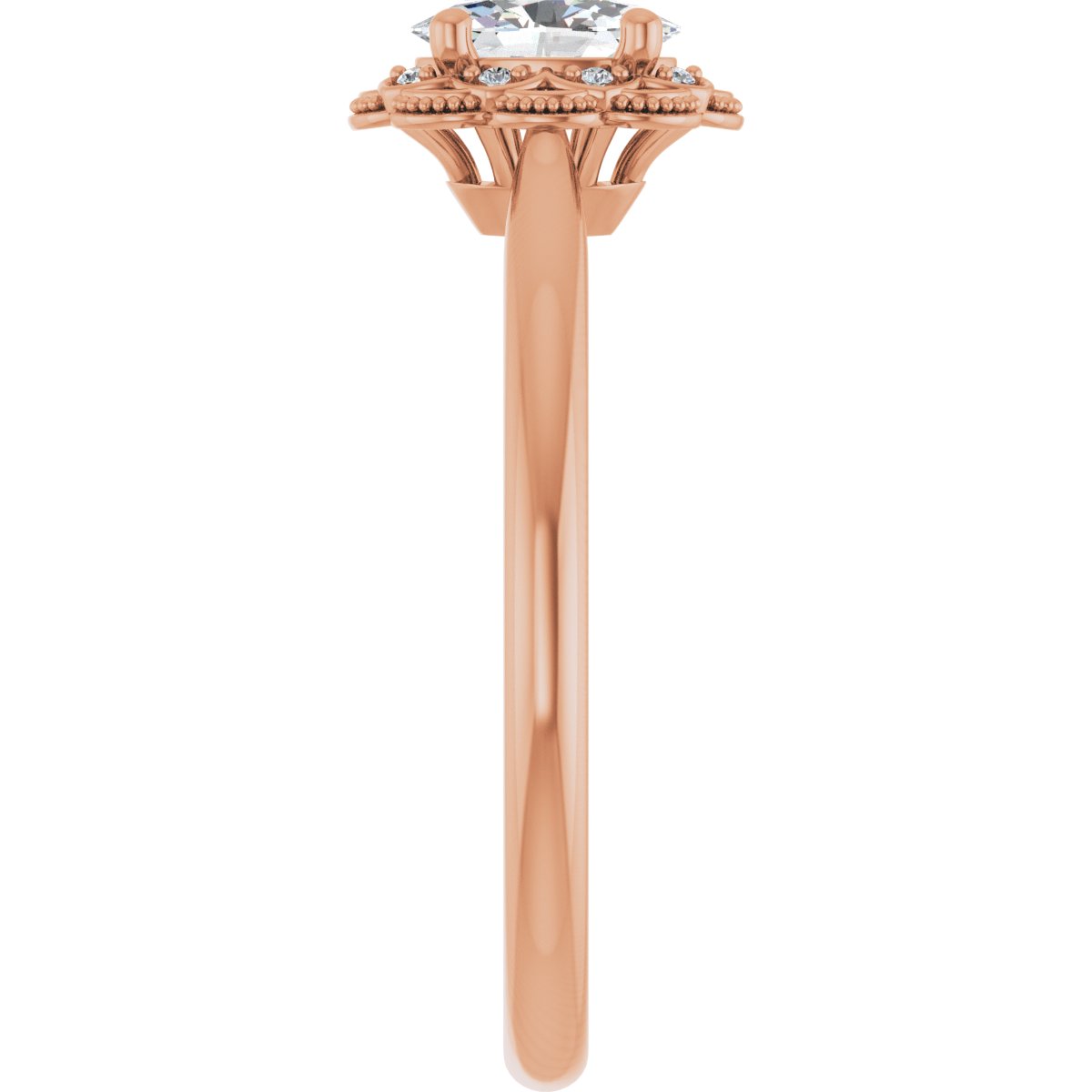 Oval Bezel-Set Halo-Style Engagement Ring Semi-Mount - gallery - Series 124282